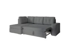 ADEN - Canapé D'angle Convertible Avec Coffre En Tissu - Gris - Angle Gauche -Meubles Soldes Boutique canape 22372225