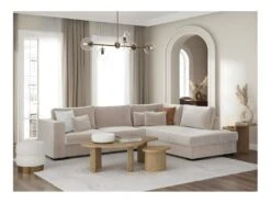 BELAMI - Canapé D'angle 4 Places En Velours Côtelé - Beige - Angle Droit -Meubles Soldes Boutique canape 22372617