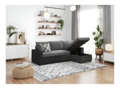 Canapé D'Angle MARIA Réversible Et Convertible Avec Coffre En Simili Et Microfibre - Gris Et Noir -Meubles Soldes Boutique canape 22447787