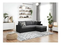 Canapé D'Angle MARIA Réversible Et Convertible Avec Coffre En Simili Et Microfibre - Gris Et Noir -Meubles Soldes Boutique canape 22447789
