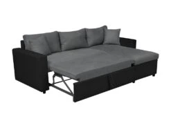 Canapé D'Angle MARIA Réversible Et Convertible Avec Coffre En Simili Et Microfibre - Gris Et Noir -Meubles Soldes Boutique canape 22447791