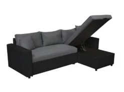 Canapé D'Angle MARIA Réversible Et Convertible Avec Coffre En Simili Et Microfibre - Gris Et Noir -Meubles Soldes Boutique canape 22447793