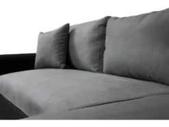 Canapé D'Angle MARIA Réversible Et Convertible Avec Coffre En Simili Et Microfibre - Gris Et Noir -Meubles Soldes Boutique canape 22447799