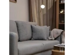 Canapé Convertible - 200 Cm - 3 Places - Gris Clair - VALICO -Meubles Soldes Boutique canape 22704965