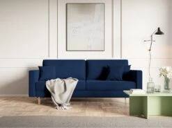 Canapé Convertible - 200 Cm - 3 Places - Velours Hydrophobe - Bleu Marin - VALICO -Meubles Soldes Boutique canape 22704993