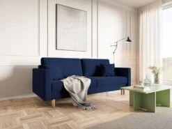 Canapé Convertible - 200 Cm - 3 Places - Velours Hydrophobe - Bleu Marin - VALICO -Meubles Soldes Boutique canape 22704995