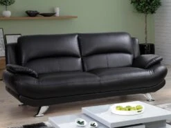 Canapé 3 Places En Simili MUSKO - Noir