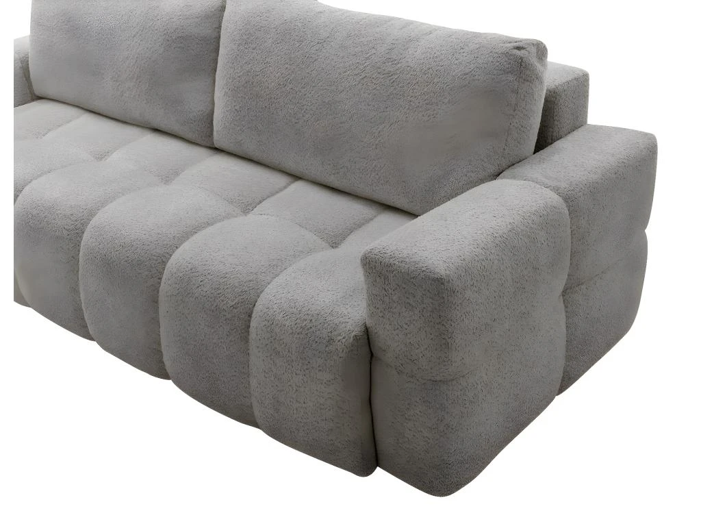 Canapé 3 Places Convertible En Tissu Bouclette Gris Clair ISSORO 8 Canapé 3 Places Convertible En Tissu Bouclette Gris Clair ISSORO – Image 6