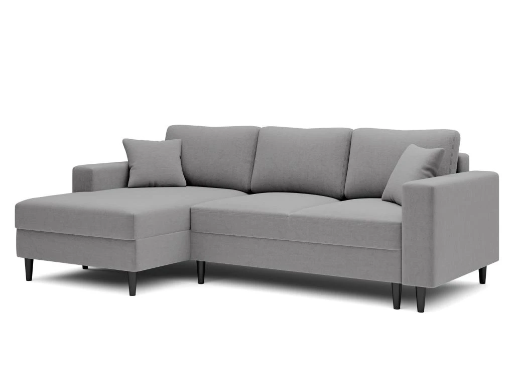 Canapé D'angle - 230 Cm - En L Avec Un Coffre De Rangement - Velours Hydrophobe - Gris - Côté Gauche - NALIKA 5 Canapé D'angle - 230 Cm - En L Avec Un Coffre De Rangement - Velours Hydrophobe - Gris - Côté Gauche - NALIKA – Image 3