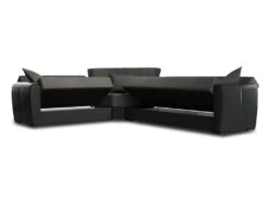 Canapé Dgytkjæ, Canapé D'angle Avec Rangement En éco-cuir Et Tissu, Canapé De Salon Avec Ouverture Clic-clac Et Péninsule Réversible, 305x238h91 Cm, Noir Et Gris Foncé -Meubles Soldes Boutique canape 22872055