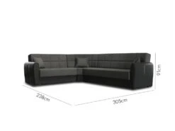 Canapé Dgytkjæ, Canapé D'angle Avec Rangement En éco-cuir Et Tissu, Canapé De Salon Avec Ouverture Clic-clac Et Péninsule Réversible, 305x238h91 Cm, Noir Et Gris Foncé -Meubles Soldes Boutique canape 22872059