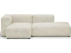 Canapé D'angle à Gauche Modulable Avec Méridienne 3/4 Places En Velours Côtelé Beige - Modulo