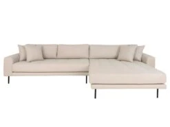 Lido - Canapé D'angle Droit En Tissu Pieds Métal L290cm - Couleur - Beige