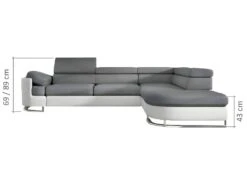 Canapé D'angle Convertible En Tissu Et Simili MYSEN - Gris Et Anthracite - Angle Droit -Meubles Soldes Boutique canape 235613