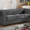 Canapé 3 Places CHESTERFIELD - Velours Anthracite -Meubles Soldes Boutique canape 237683