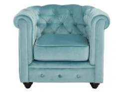 Fauteuil CHESTERFIELD - Velours Bleu Pastel 11 Fauteuil CHESTERFIELD - Velours Bleu Pastel -Meubles Soldes Boutique canape 243869