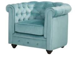 Fauteuil CHESTERFIELD - Velours Bleu Pastel 10 Fauteuil CHESTERFIELD - Velours Bleu Pastel -Meubles Soldes Boutique canape 243873