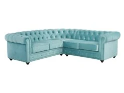 Canapé D'angle En Velours CHESTERFIELD - Bleu Pastel -Meubles Soldes Boutique canape 243977