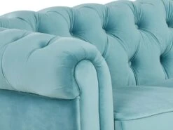 Canapé D'angle En Velours CHESTERFIELD - Bleu Pastel -Meubles Soldes Boutique canape 243981