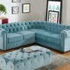 Canapé D'angle En Velours CHESTERFIELD - Bleu Pastel 2 Canapé D'angle En Velours CHESTERFIELD - Bleu Pastel -Meubles Soldes Boutique canape 247537