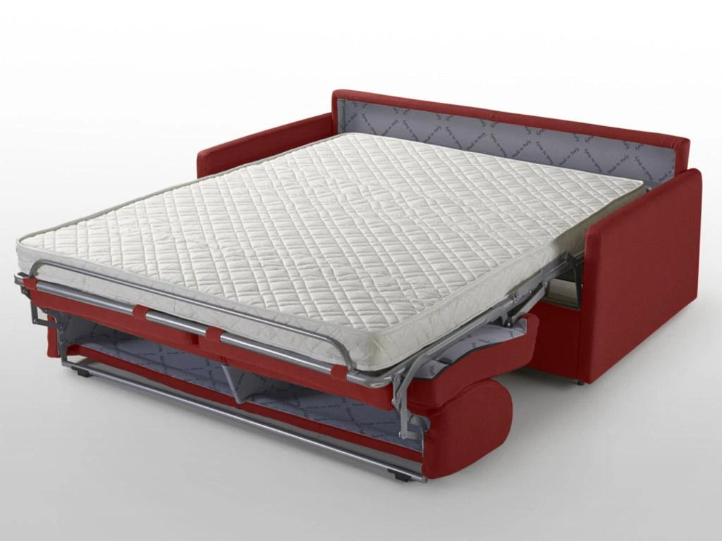 Canapé 3 Places Convertible Express En Tissu CALIFE - Rouge - Couchage 140 Cm - Matelas 14 Cm 5 Canapé 3 Places Convertible Express En Tissu CALIFE - Rouge - Couchage 140 Cm - Matelas 14 Cm – Image 3