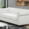Canapé 3 Places En Simili CHESTERFIELD - Blanc 2 Canapé 3 Places En Simili CHESTERFIELD - Blanc -Meubles Soldes Boutique canape 268189