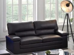Canapé 3 Places En Cuir De Buffle Noir MIMAS