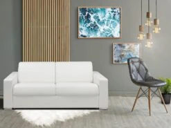 Canapé 3 Places Convertible Express En Simili CALITO - Gris - Couchage 140 Cm - Matelas 18 Cm -Meubles Soldes Boutique canape 272597 6