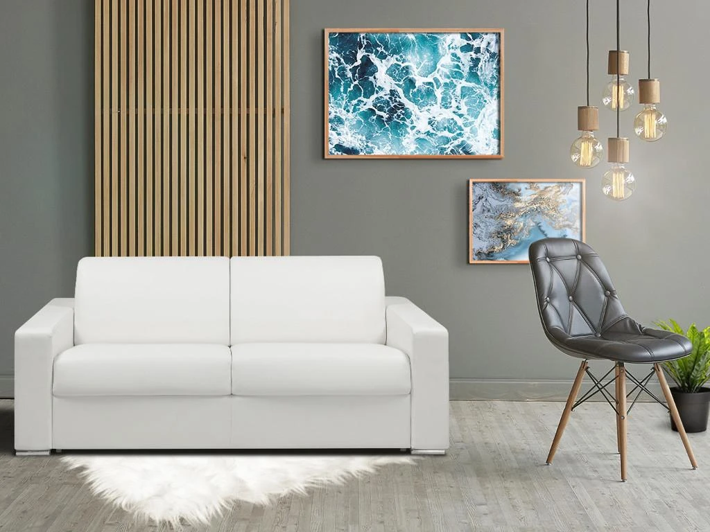 Canapé 4 Places Convertible Express En Simili CALITO - Gris - Couchage 160 Cm - Matelas 14 Cm Avec Mémoire De Forme DUNLOPILLO 18 Canapé 4 Places Convertible Express En Simili CALITO - Gris - Couchage 160 Cm - Matelas 14 Cm Avec Mémoire De Forme DUNLOPILLO – Image 16