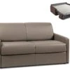 Canapé 2 Places Convertible Express En Simili CALIFE - Taupe - Couchage 120 Cm - Matelas 14 Cm -Meubles Soldes Boutique canape 272817