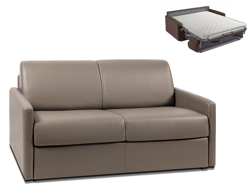 Canapé 2 Places Convertible Express En Simili CALIFE - Taupe - Couchage 120 Cm - Matelas 14 Cm 3 Canapé 2 Places Convertible Express En Simili CALIFE - Taupe - Couchage 120 Cm - Matelas 14 Cm
