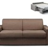 Canapé 3 Places Convertible Express En Tissu CALITO - Marron - Couchage Lattes Larges 140 Cm - Matelas 14 Cm -Meubles Soldes Boutique canape 273031