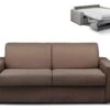 Canapé 3 Places Convertible Express En Tissu CALITO - Marron - Couchage Lattes Larges 140 Cm - Matelas 18 Cm -Meubles Soldes Boutique canape 273037