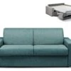 Canapé 3 Places Convertible Express En Tissu CALITO - Bleu - Couchage Lattes Larges 140 Cm - Matelas 14 Cm -Meubles Soldes Boutique canape 273085