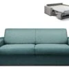 Canapé 4 Places Convertible Express En Tissu CALITO - Bleu - Couchage Lattes Larges 160 Cm - Matelas 14 Cm