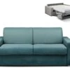 Canapé 3 Places Convertible Express En Tissu CALITO - Bleu - Couchage Lattes Larges 140 Cm - Matelas 18 Cm -Meubles Soldes Boutique canape 273091