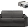 Canapé 2 Places Convertible Express En Simili CALITO - Noir - Couchage Lattes Larges 120 Cm - Matelas 14 Cm -Meubles Soldes Boutique canape 273119