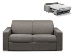 Canapé 2 Places Convertible Express En Tissu CALITO - Anthracite - Couchage Lattes Larges 120 Cm - Matelas 14 Cm
