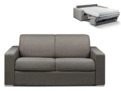 Canapé 2 Places Convertible Express En Tissu CALITO - Anthracite - Couchage Lattes Larges 120 Cm - Matelas 18 Cm
