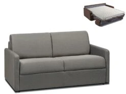 Canapé 2 Places Convertible Express En Tissu CALIFE - Gris Clair - Couchage 120 Cm - Matelas 14 Cm