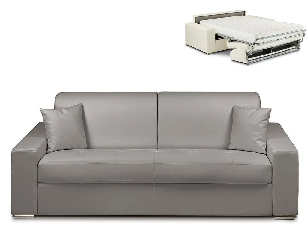 Canapé 4 Places Convertible Express En Simili EMIR - Gris - Couchage 160 Cm - Matelas 18 Cm 3 Canapé 4 Places Convertible Express En Simili EMIR - Gris - Couchage 160 Cm - Matelas 18 Cm