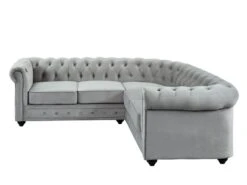 Canapé D'angle En Velours CHESTERFIELD - Gris Clair -Meubles Soldes Boutique canape 274907