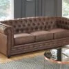 Canapé 3 Places CHESTERFIELD En Microfibre Aspect Cuir Vieilli -Meubles Soldes Boutique canape 278409