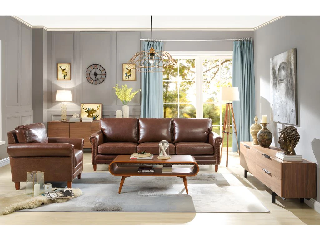 Canapé 2 Places En Cuir Vieilli CASSANDRA - Marron 10 Canapé 2 Places En Cuir Vieilli CASSANDRA - Marron – Image 8