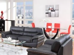 Canapé 2 Places En Cuir THIBAULT - Noir -Meubles Soldes Boutique canape 292575