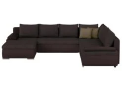 Canapé D'angle Panoramique Convertible Et Réversible En Simili Et Tissu DAKOTA - Marron 12 Canapé D'angle Panoramique Convertible Et Réversible En Simili Et Tissu DAKOTA - Marron -Meubles Soldes Boutique canape 294527