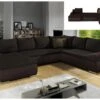 Canapé D'angle Panoramique Convertible Et Réversible En Simili Et Tissu DAKOTA - Marron -Meubles Soldes Boutique canape 294625