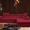 Canapé D'angle Convertible En Tissu Avec Coffre De Rangement FABIEN - Rouge - Angle Droit -Meubles Soldes Boutique canape 300001