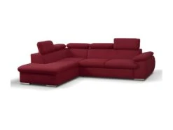 Canapé D'angle Convertible En Tissu Avec Coffre De Rangement FABIEN - Rouge - Angle Gauche -Meubles Soldes Boutique canape 300009