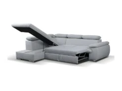 Canapé D'angle Convertible En Tissu Avec Coffre De Rangement FABIEN - Gris Clair- Angle Gauche -Meubles Soldes Boutique canape 300049